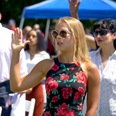 People taking Oath of Allegiance at Mt. Vernon